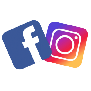 Tilted Facebook and Instagram logos