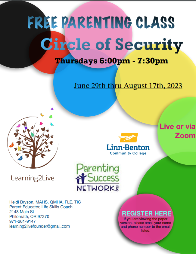 Colorful circles for Circle of Security Class Flyer