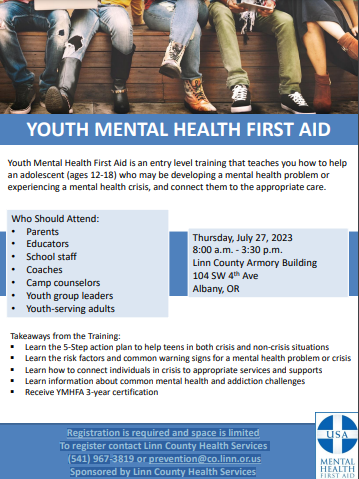 Youth Mental Health First Aid Informational Flyer